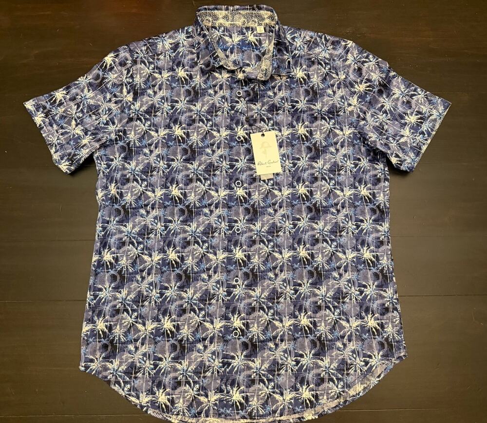 NWT Robert Graham Shirt Mens L Wheaton Palm Hawaiian Classic Fit SS Button $188